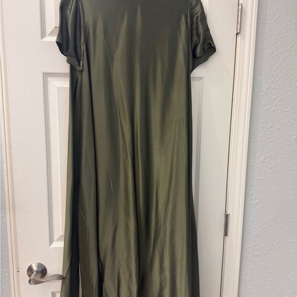 Banana Republic Olive Green Satin Maxi Dress